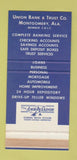 Matchbook Cover - Union Bank Trust Montgomery AL WEAR 30 Stk SAMPLE