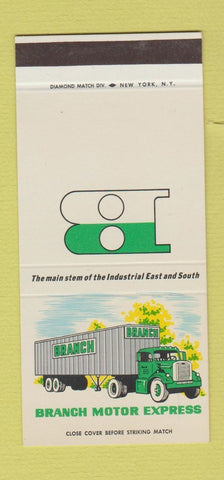 Matchbook Cover - Branch Motor Express Trucking New York City 30 Stk SAMPLE