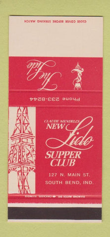 Matchbook Cover - The Lido Supper Club South Bend IN 30 Stk SAMPLE