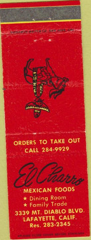 Matchbook Cover - El Charro Mexican Restaurant Lafayette CA