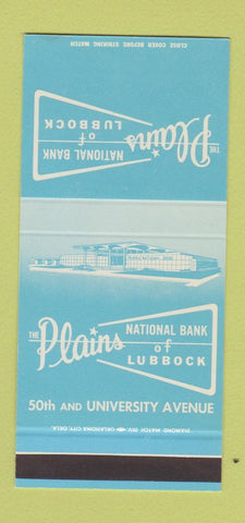 Matchbook Cover - Plains National Bank Lubbock TX 30 Stk SAMPLE