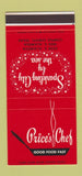 Matchbook Cover - Price's Chef Restaurant Corpus Christi TX 30 Stk SAMPLE