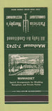 Matchbook Cover - Patricia Murphy's Candlelight Inn Manhasset NY 30 Stk SAMPLE