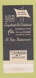 Matchbook Cover - Park Plaza Motor Hotel Fort Worth TX 30 Stk SAMPLE