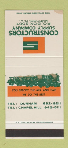 Matchbook Cover - Constructions Supply Durham NC WEAR 30 Stk SAMPLE