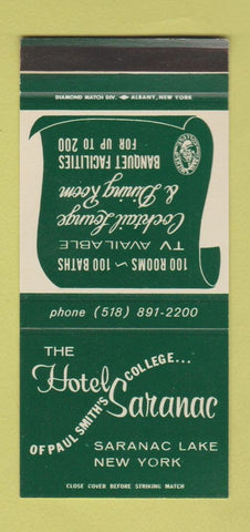 Matchbook Cover - Hotel Saranac Lake NY WEAR 30 Stk SAMPLE