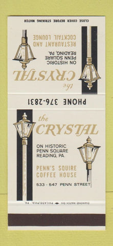 Matchbook Cover - Crystal Restaurant Reading PA 30 Stk SAMPLE