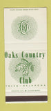 Matchbook Cover - Oaks Country Club Tulsa OK 30 Stk SAMPLE