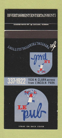 Matchbook Cover - Le Pub Chicago IL Lincoln Park 30 Stk SAMPLE