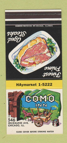 Matchbook Cover - Como Inn Chicago IL restaurant 30 Stk SAMPLE