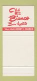 Matchbook Cover - Club El Bianco Chicago IL 30 Stk SAMPLE