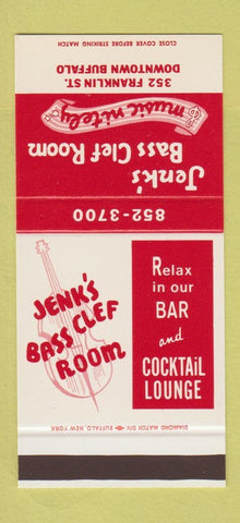 Matchbook Cover - Jenk's Bass Clef Room Buffalo NY 30 Stk SAMPLE