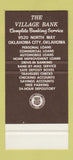 Matchbook Cover - The Village Bank OK 30 Stk SAMPLE