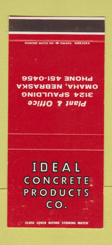 Matchbook Cover - Ideal Concrete Omaha NE WEAR 30 Stk SAMPLE