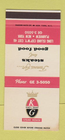Matchbook Cover - King's Trant Steak House Plainview NY 30 Stk SAMPLE