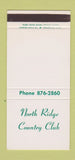 Matchbook Cover - North Ridge Country Club  30 Stk SAMPLE