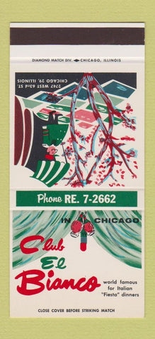 Matchbook Cover - Club El Bianco Italian Chicago IL 30 Stk SAMPLE