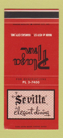 Matchbook Cover - Seville Plaza Inn Kansas City MO 30 Stk SAMPLE