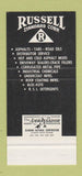 Matchbook Cover - Russell Asphalt Bridgeville PA Irwin Mars  30 Stk SAMPLE