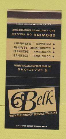 Matchbook Cover - Belk Charleston SC 30 Stk SAMPLE