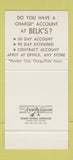 Matchbook Cover - Belk Charleston SC 30 Stk SAMPLE