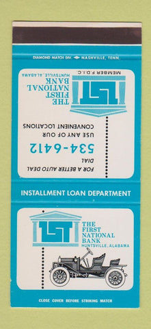 Matchbook Cover - First National Bank Huntsville AL 30 Stk SAMPLE