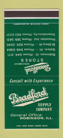 Matchbook Cover - Bradford Supply Robinson IL Salem St Elmo 30 Stk SAMPLE