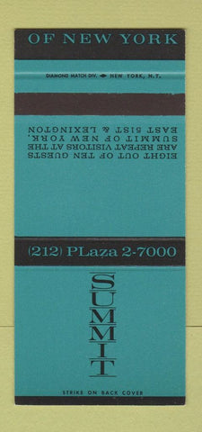 Matchbook Cover - The Summit Hotel New York City 30 Stk SAMPLE