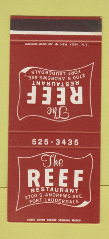 Matchbook Cover - The Reef Restaurant Fort Lauderdale FL 30 Stk SAMPLE