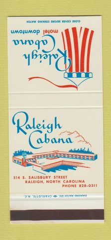 Matchbook Cover - Raleigh Cabana Motel Raleigh NC WEAR 30 Stk SAMPLE