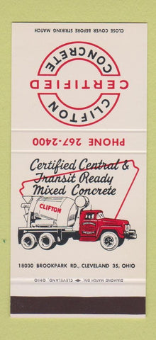 Matchbook Cover - Clifton Concrete mixer Cleveland OH 30 Stk SAMPLE
