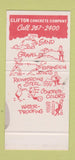 Matchbook Cover - Clifton Concrete mixer Cleveland OH 30 Stk SAMPLE