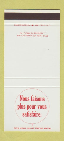 Matchbook Cover - Avis Car Rentals French 30 Stk SAMPLE