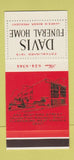 Matchbook Cover - Davis Funeral Home Clarksburg WV 30 Stk SAMPLE