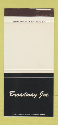 Matchbook Cover - Broadway Joe New York City WORN 30 Stk SAMPLE