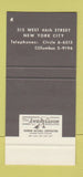 Matchbook Cover - Broadway Joe New York City WORN 30 Stk SAMPLE