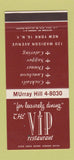 Matchbook Cover - The VIP Restaurant New York City 30 Stk SAMPLE