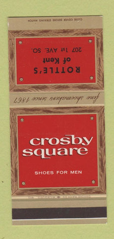 Matchbook Cover - Crosby Square Shoes Rottle's Kent 30 Stk SAMPLE