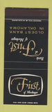 Matchbook Cover - First Bank Muskogee OK 30 Stk SAMPLE
