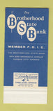 Matchbook Cover - Brotherhood State Bank Kansas City MO 30 Stk SAMPLE