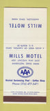 Matchbook Cover - Mills Motel Massillon OH 30 Stk SAMPLE