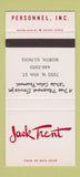 Matchbook Cover - Jack Trent Placement Personnel Worth IL 30 Stk SAMPLE