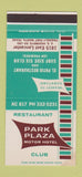 Matchbook Cover - Park Plaza Motor Hotel Fort Worth TX restaurant 30 Stk SAMPLE