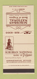 Matchbook Cover - Suburban National Bank McLean Tysons Corner VA 30 Stk SAMPLE