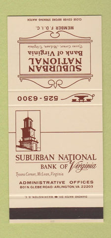 Matchbook Cover - Suburban National Bank McLean Tysons Corner VA 30 Stk SAMPLE