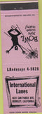 Matchbook Cover - International Lanes Berkeley CA lavender