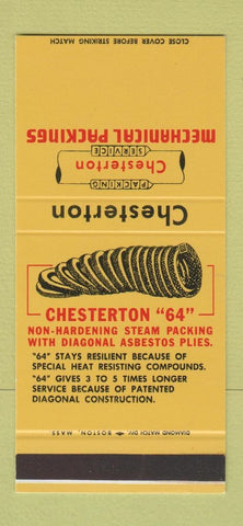 Matchbook Cover - Chesterton Packings Teflon Everett MA  30 Stk SAMPLE