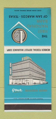 Matchbook Cover - First National Bank San Marcos TX WEAR 30 Stk SAMPLE