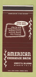 Matchbook Cover - American Exchange Bank Henryetta OK 30 Stk SAMPLE