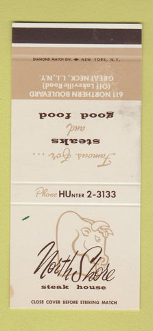 Matchbook Cover - North Shore Steak Great Neck LI NY WEAR 30 Stk SAMPLE